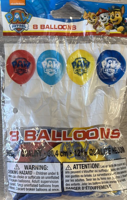 8CT 12" PAW PATROL LATEX BALLOONS