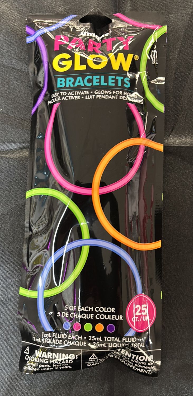 8" GLOW BRACELETS  ASSORTED 25CT.