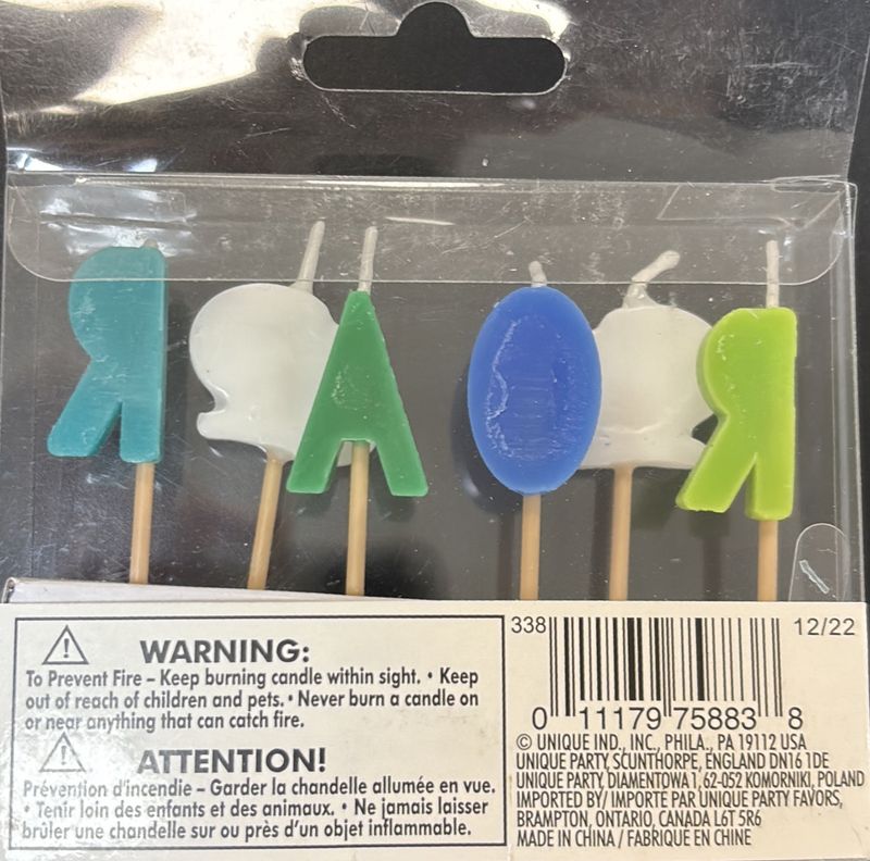 6 Blu/Grn Dino Pick Bd Cndl