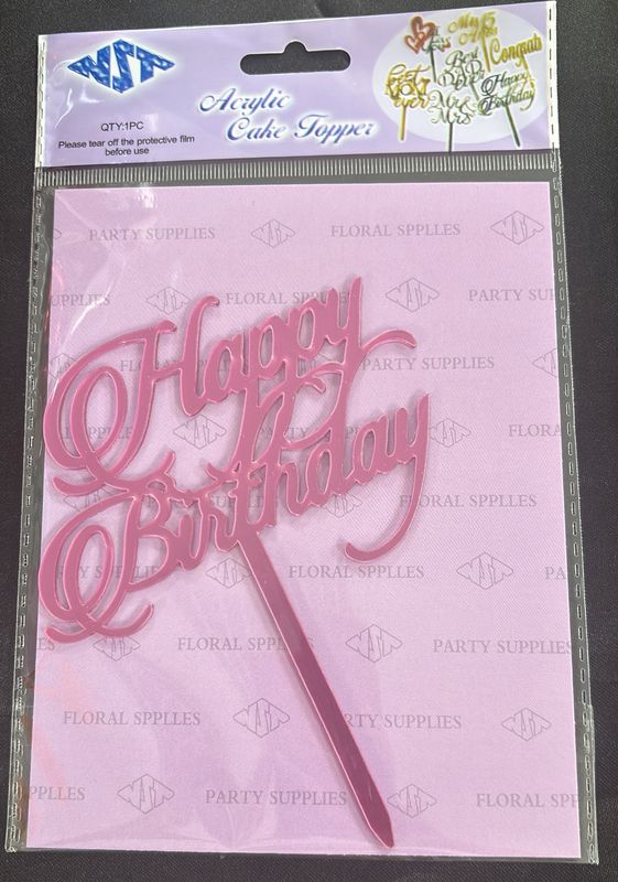 ASSORTED ACRYLIC HAPPY BIRTHDAY CAKE TOPPER
