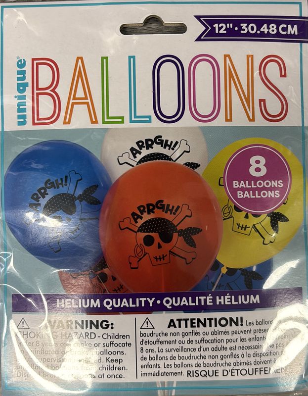 8CT 12" PIRATE LATEX BALLOONS