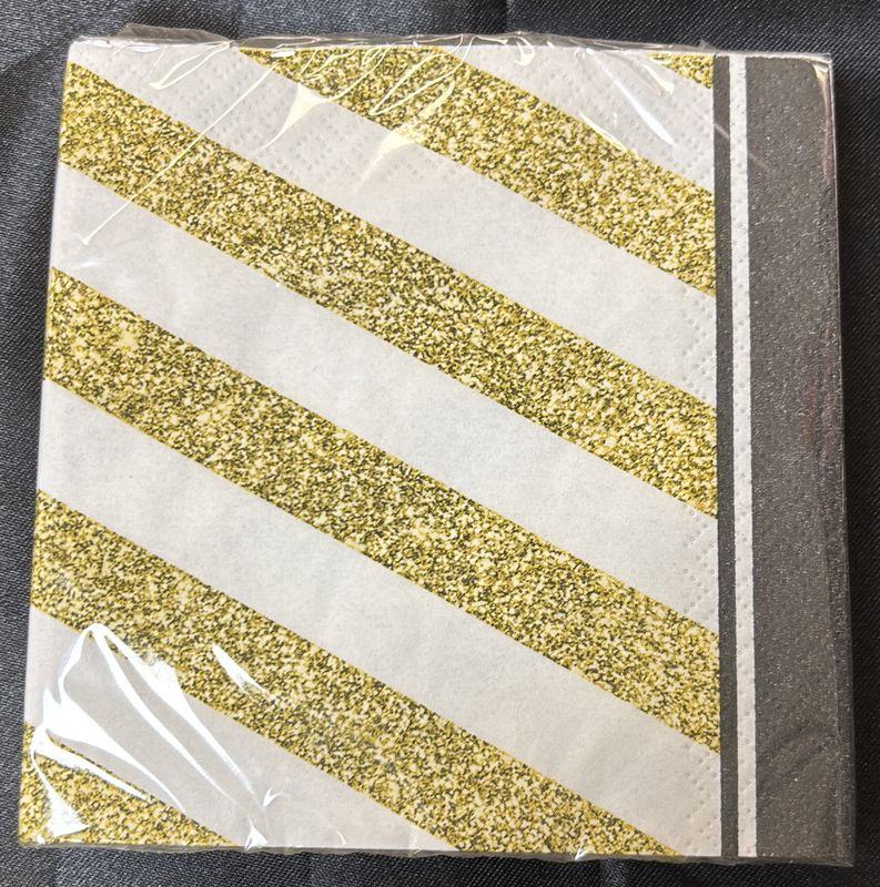 BLACK &amp; GOLD BEVERAGE NAPKIN