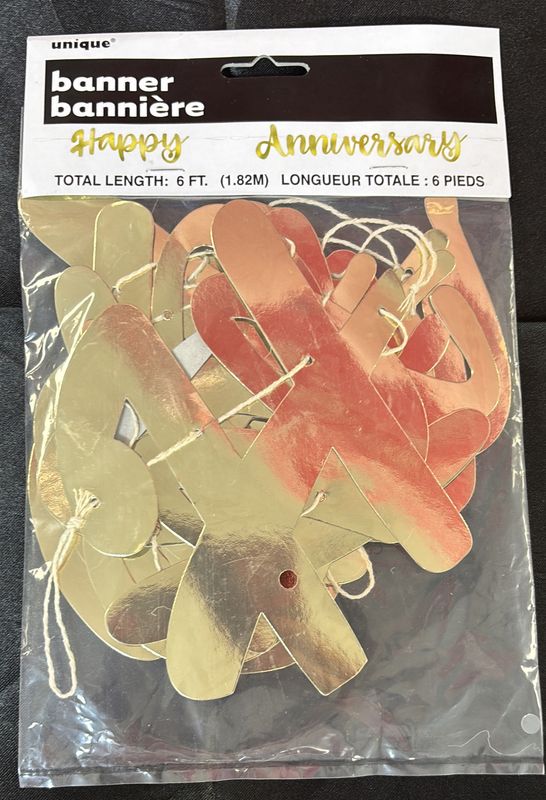 BANNER GOLD SCRIPT HAPPY ANNIVERSARY