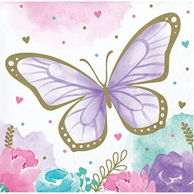 BEV  NAPKIN BUTTERFLY SHIMMER