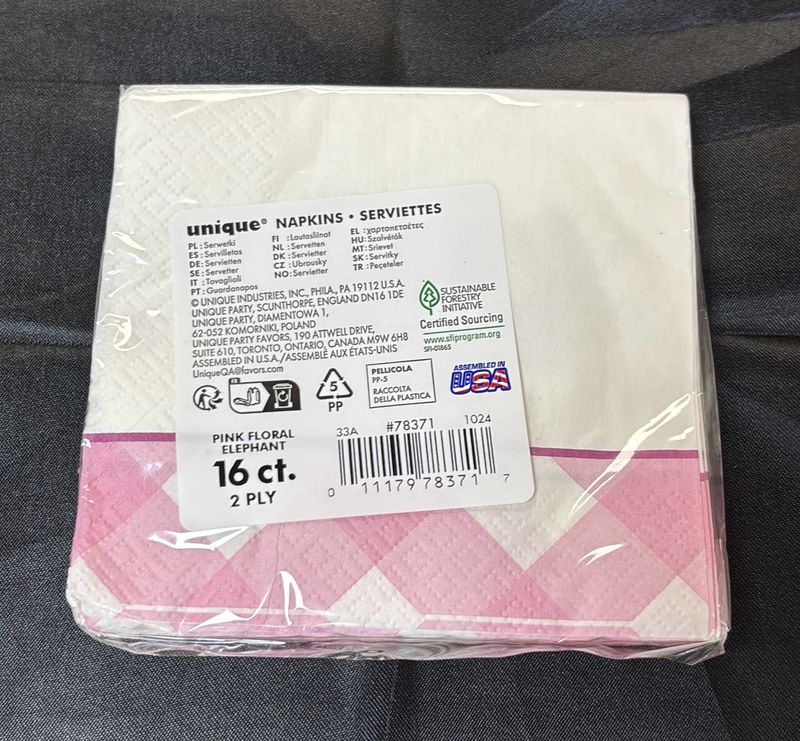 Beverage Napkin Pink Elephant