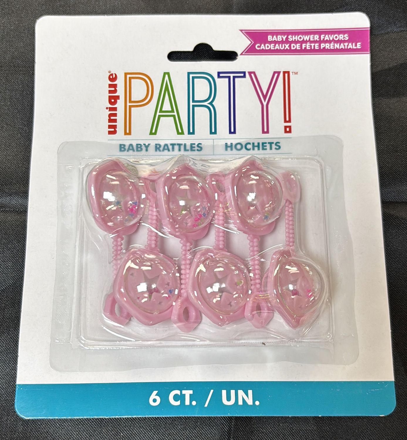 BABY SHOWER FAVORS 2.5" PINK RATTLES