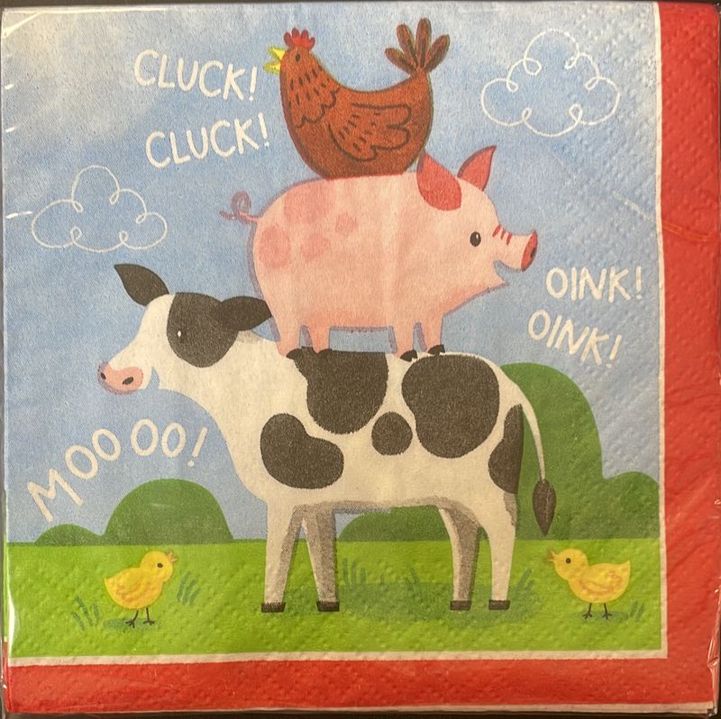 BEVERAGE NAPKIN FARM ANIMALS