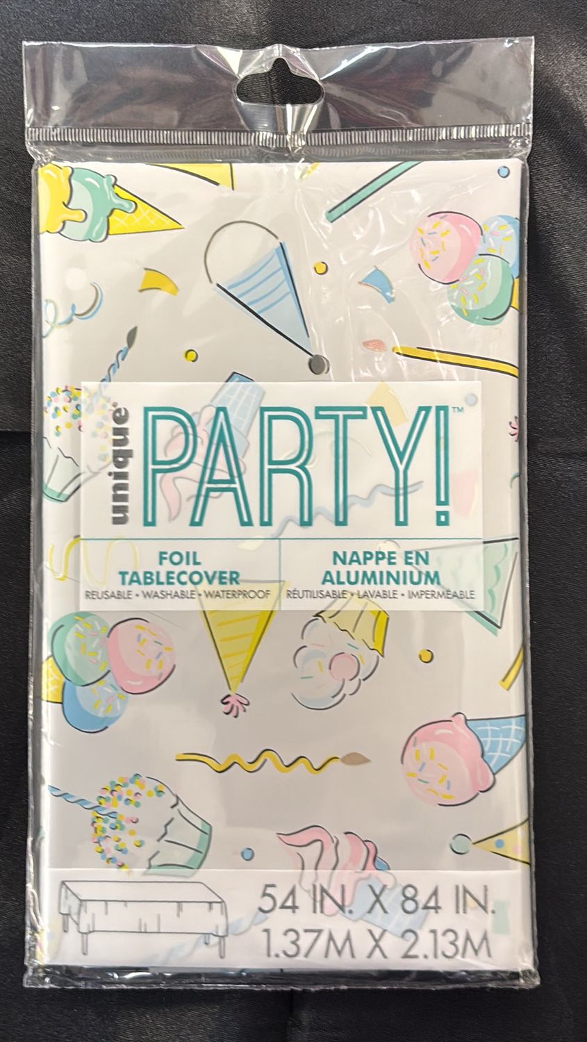 FOIL TABLECOVER RAINBOW BIRTHDAY TREATS