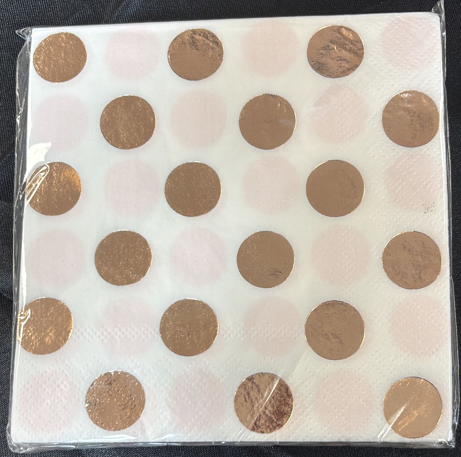 BEVERAGE NAPKIN ROSE GOLD DOTS