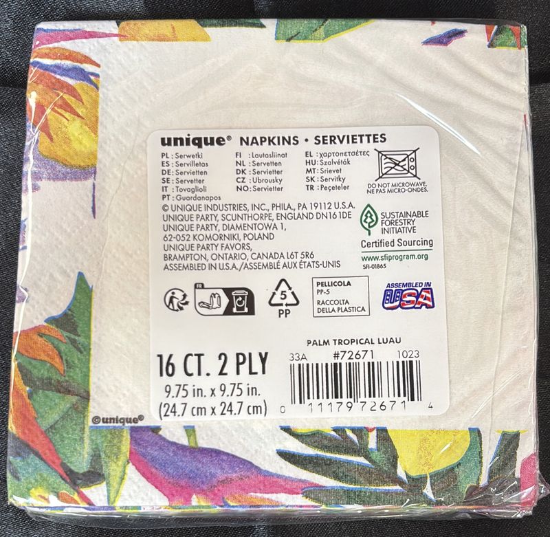 Palm Tropical Luau Beverage Napkin