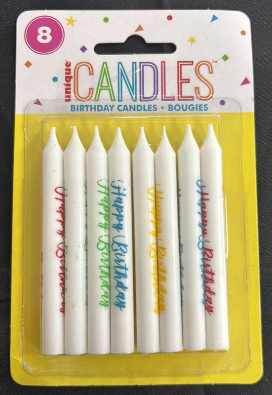 CANDLE 8 PRINT HBD ASSORTED