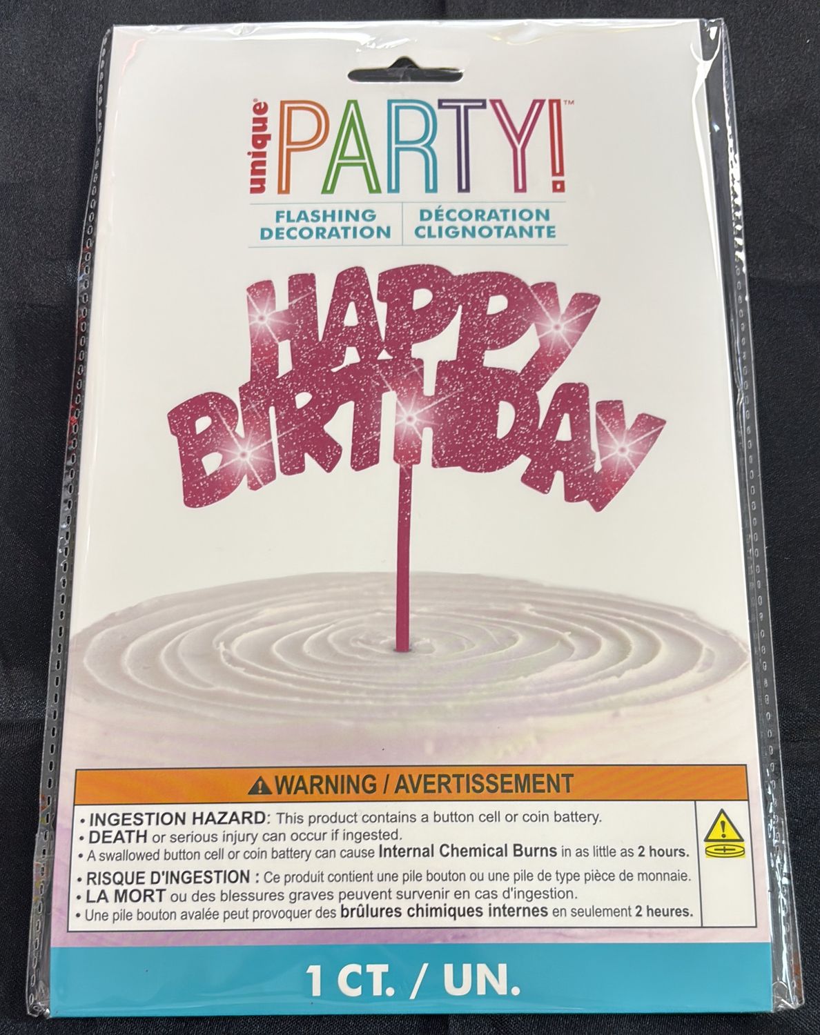 HB FLASHING PICK PINK CAKE TOPPER