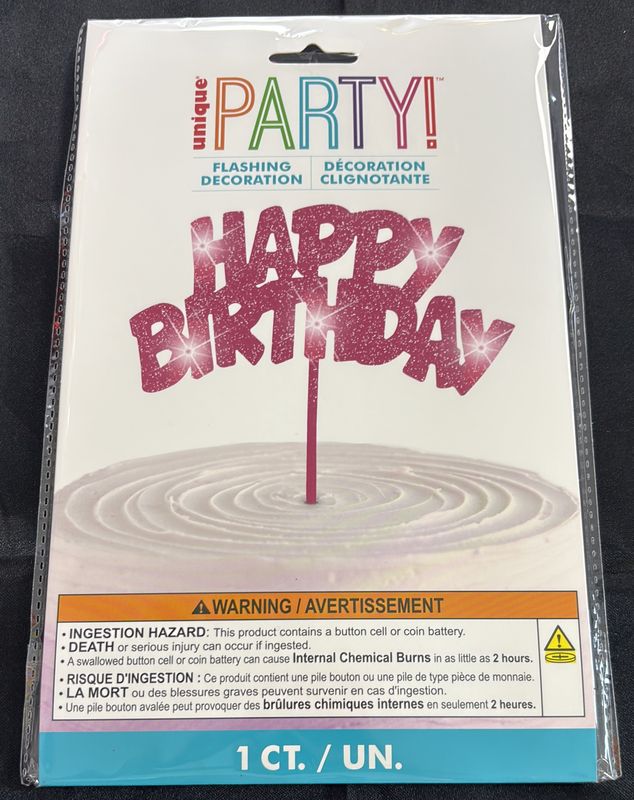 HB FLASHING PICK PINK CAKE TOPPER
