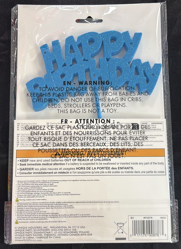 Hb Flashing Pick Blue Cake Topper