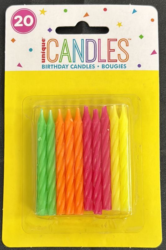 CANDLE 20 NEON BDAY MULTI