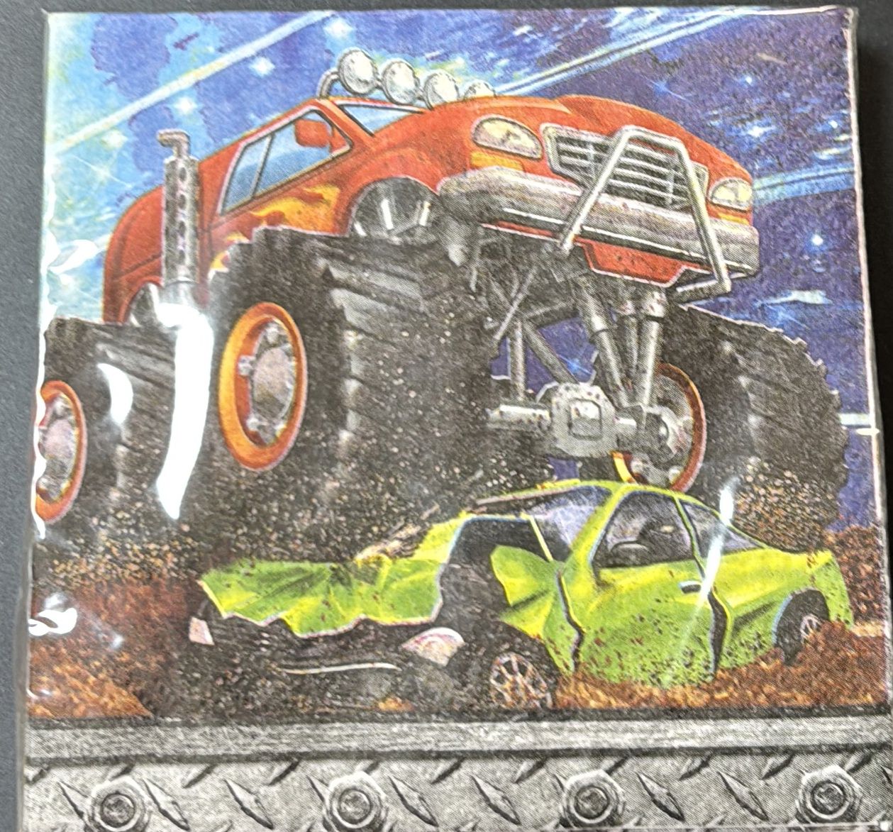 MONSTER TRUCK BEVERAGE NAPKIN