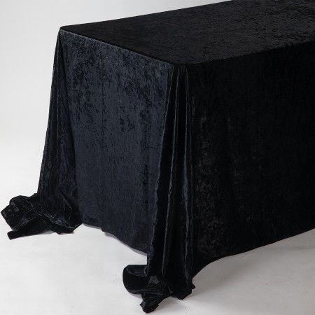 Black 90"X132" Rectangle Velvet Tablecloth