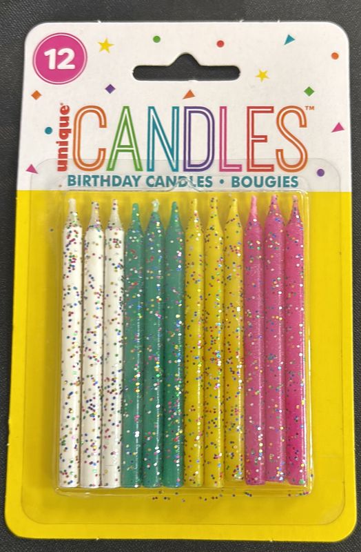 Candle Multi Glitter Bday