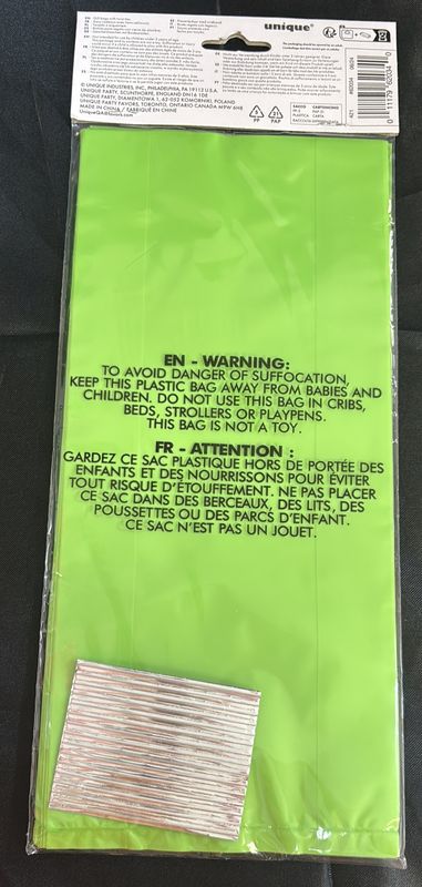 Cello Bags Lime Green 30Ct