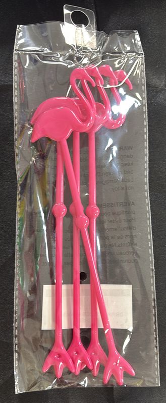 DRINK STIRRER FLAMINGO FUCHSIA