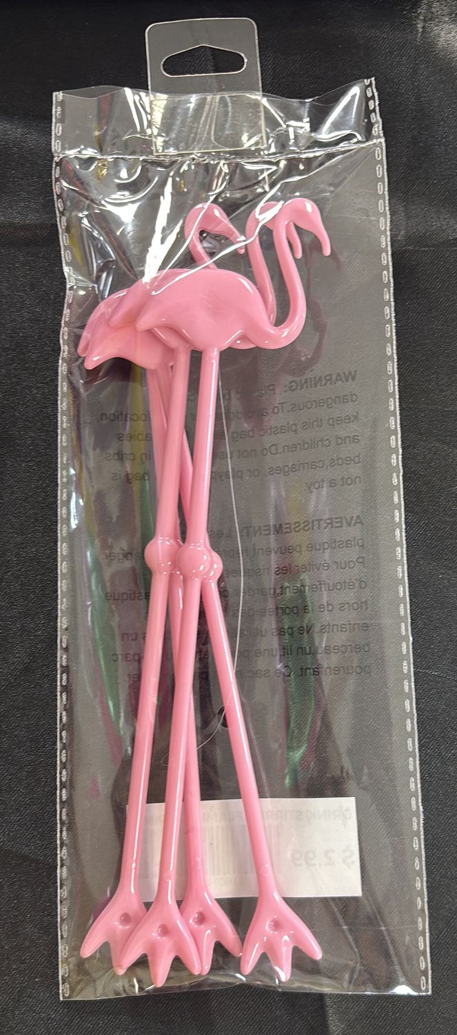 DRINK STIRRER FLAMINGO PINK