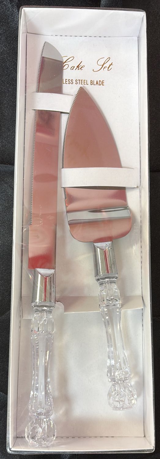 CL-SL CAKE KNIFE SET, SILVER BLADE &amp;  RING