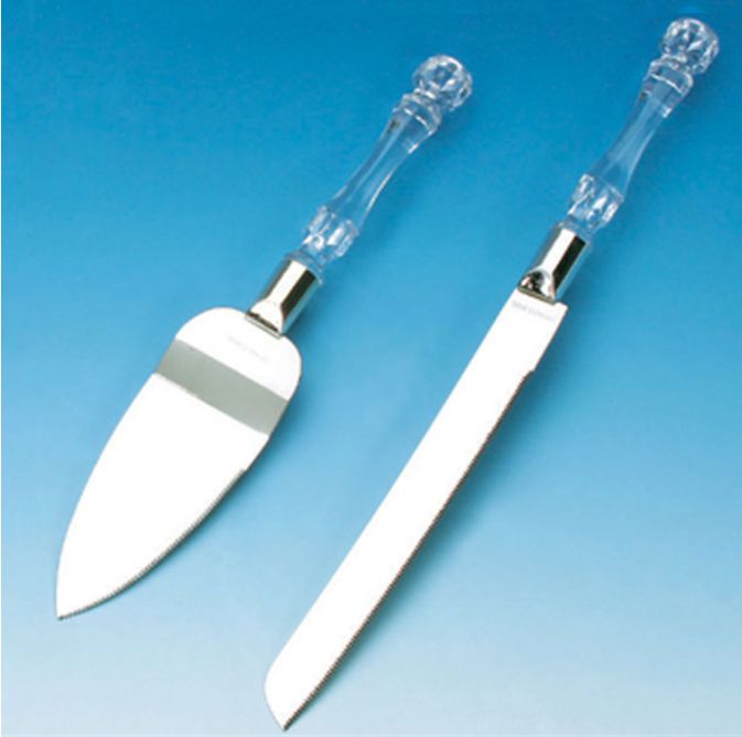 Cake Knife Set Silver Blade &amp; Ring
