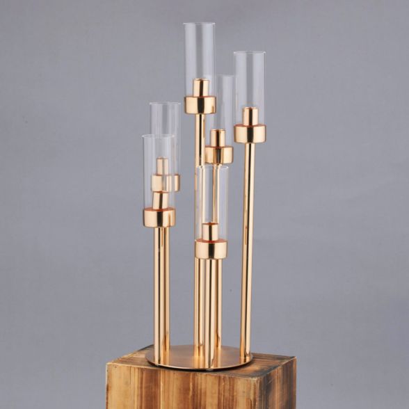 Gold 6-Cylinder Candle Holder 24"