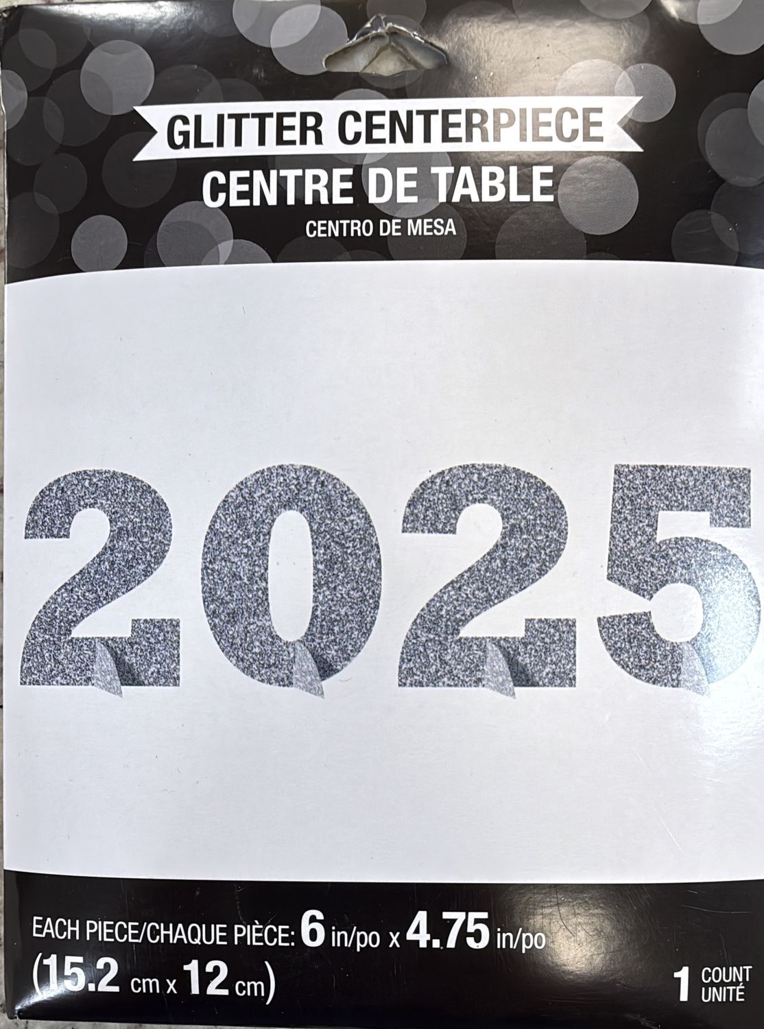 GLITTER CENTERPIECE 2025 SILVER