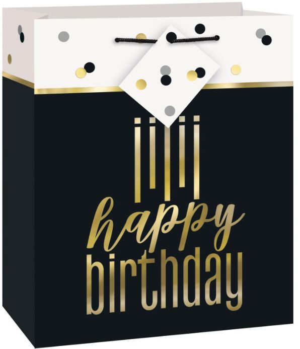 GIFT BAG METALLIC HBD MED