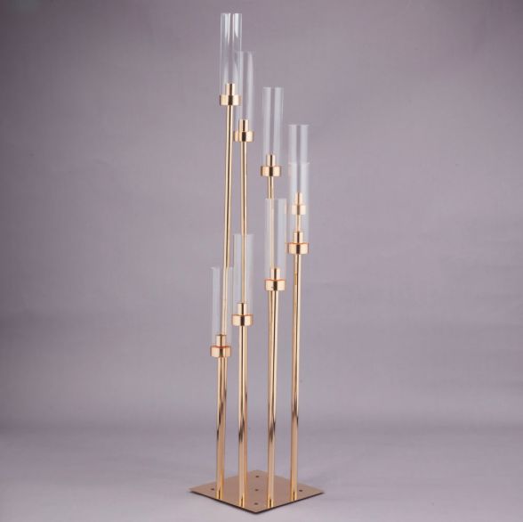 Gold 8 -Cylinder Cluster Acrylic Candle Holder 54"