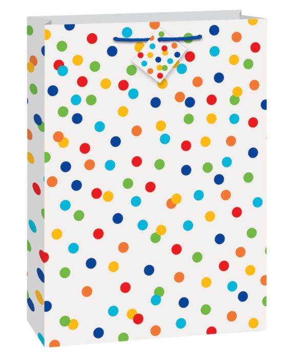 GIFT BAG JUMBO RAINBOW POLKA DOTS