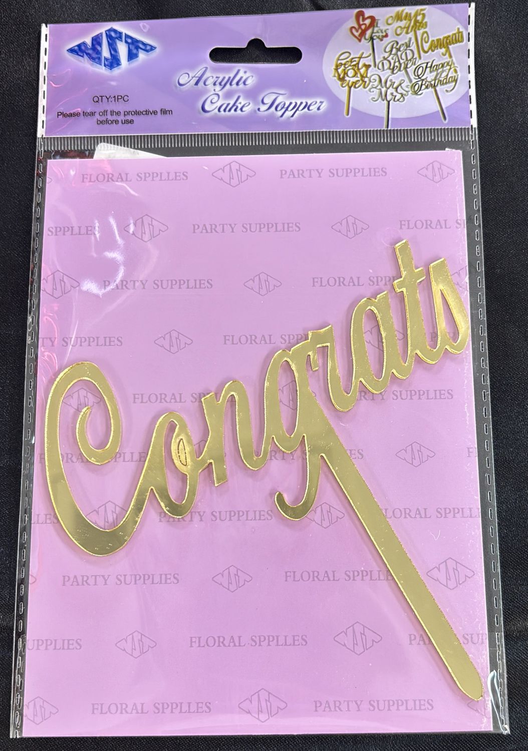 GOLD ACRYLIC CONGRATS TOPPER