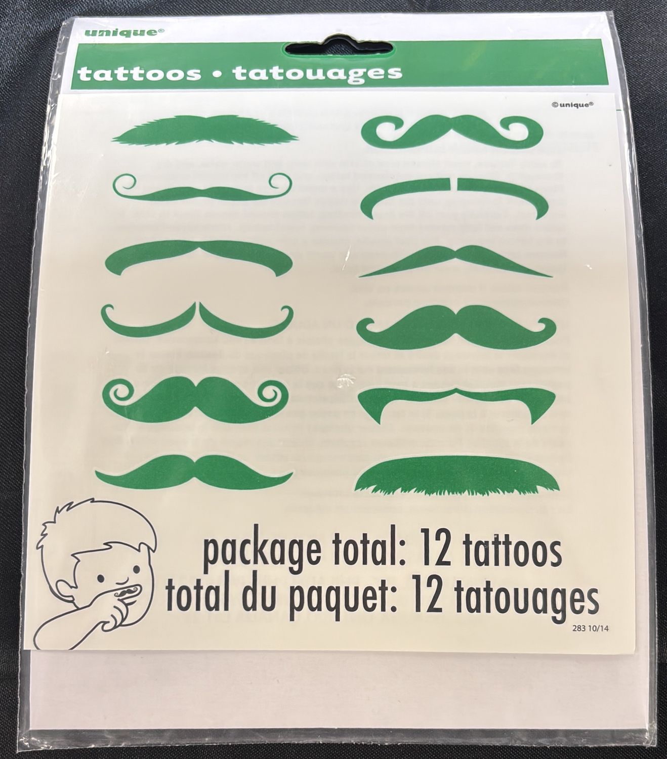 GREEN MUSTACHE FINGER TATTOOS