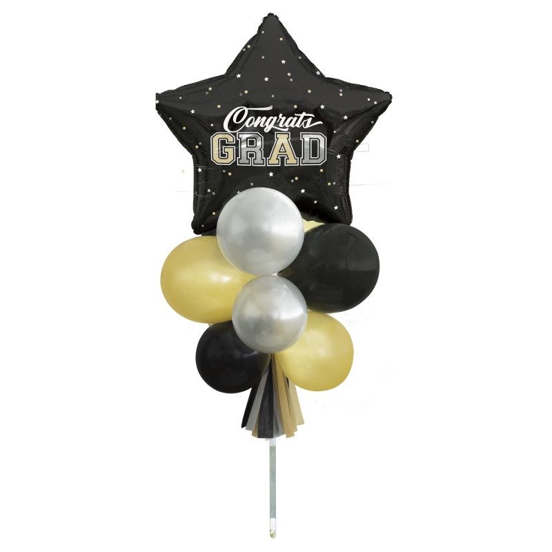 Black Silver &amp; Gold Grad Yard Sign Kit