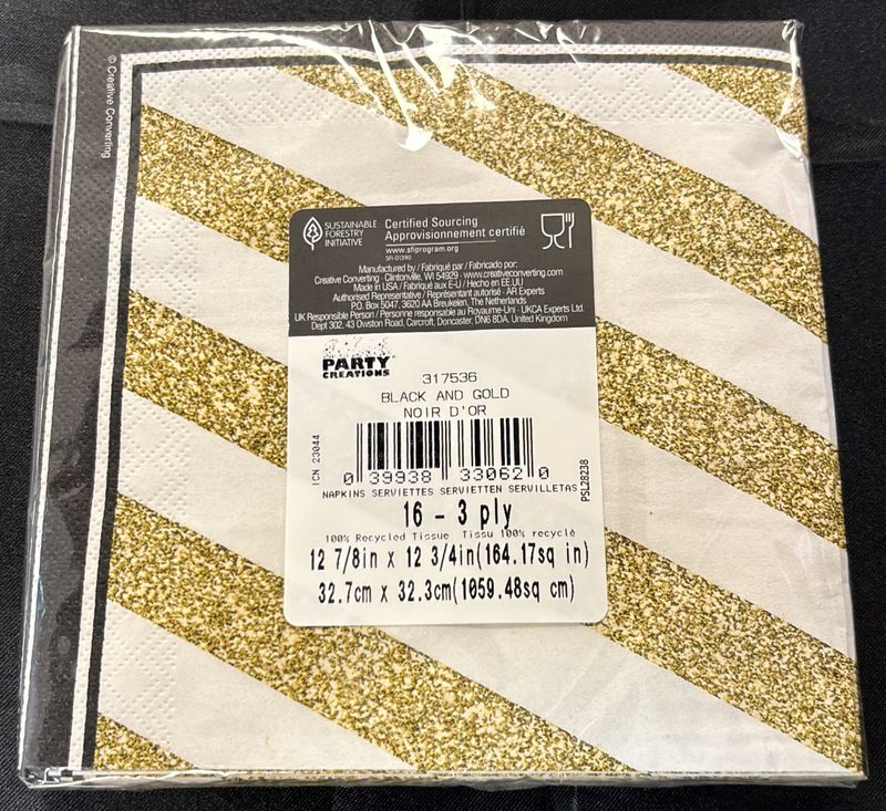 Black &amp; Gold Luncheon Napkin