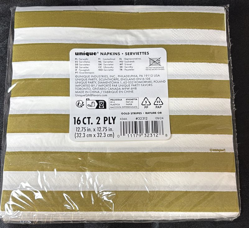 Luncheon Napkin Gold Stripes