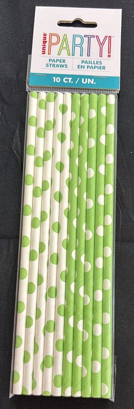 LIME GREEN DOTS PAPER STRAW