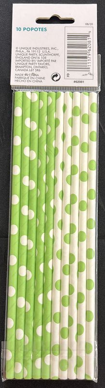 Lime Green Dots Paper Straw