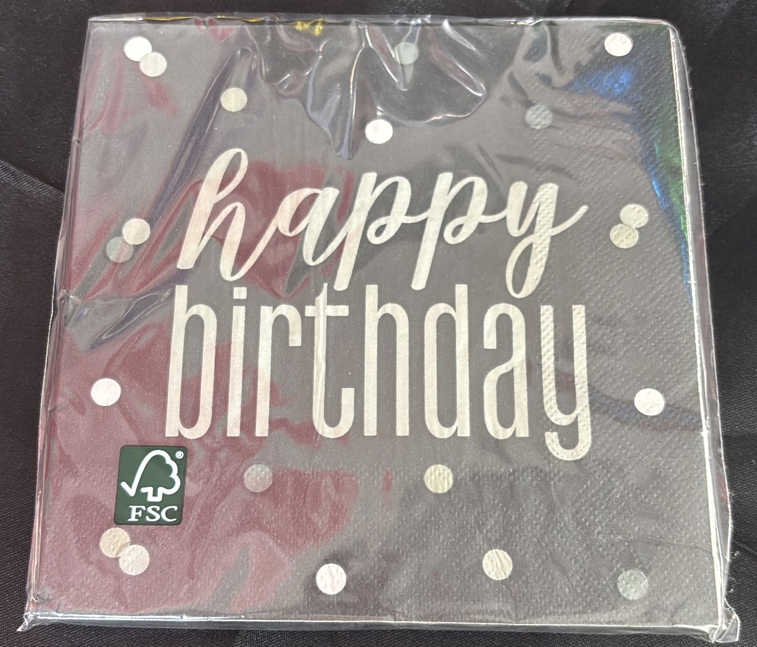 LUNCHEON NAPKIN GLITZ BLK HBD