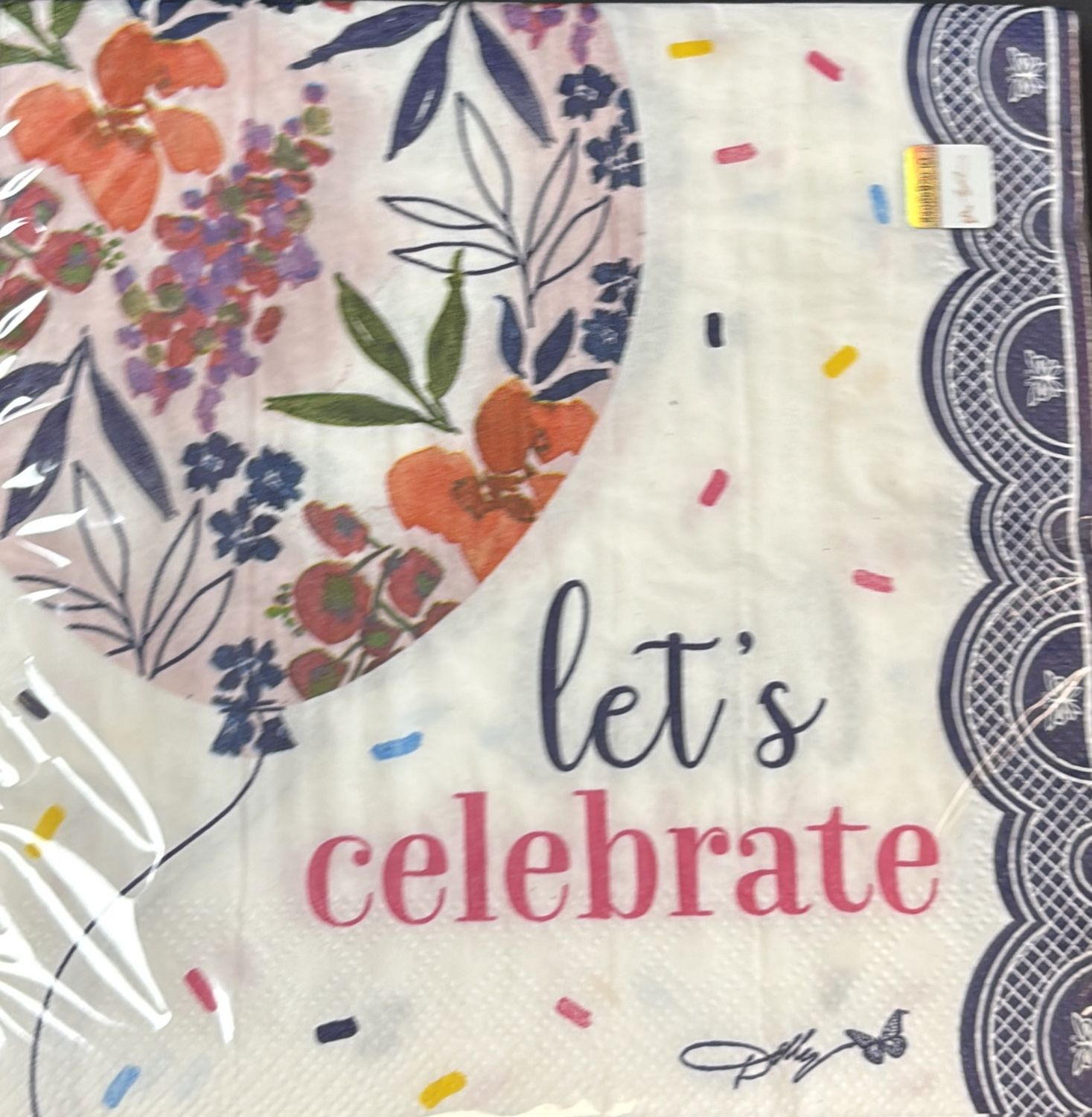 CELEBRATE FLORAL BALLOON LUNCHEON NAPKIN