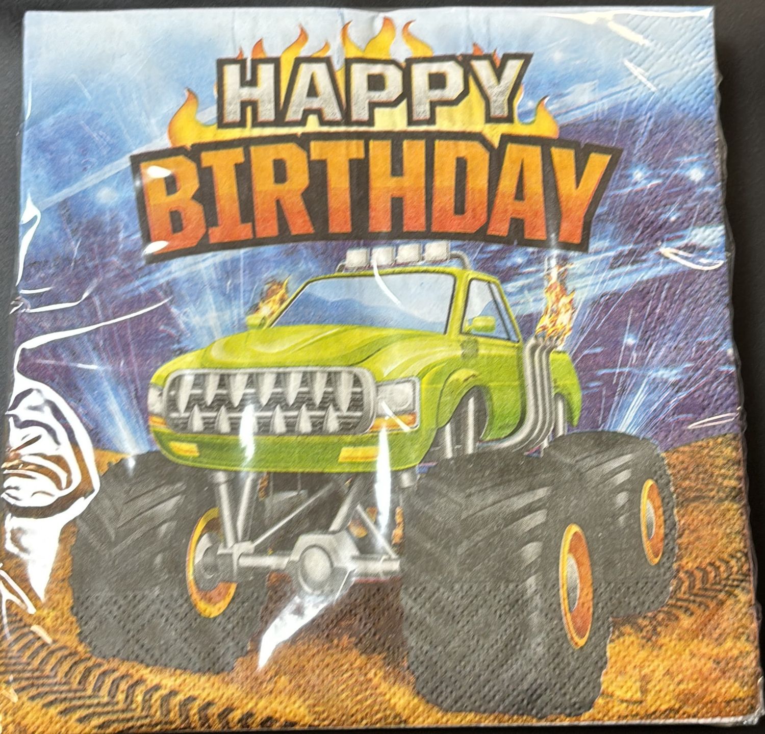 MONSTER TRUCK LUNCHEON NAPKIN HBD