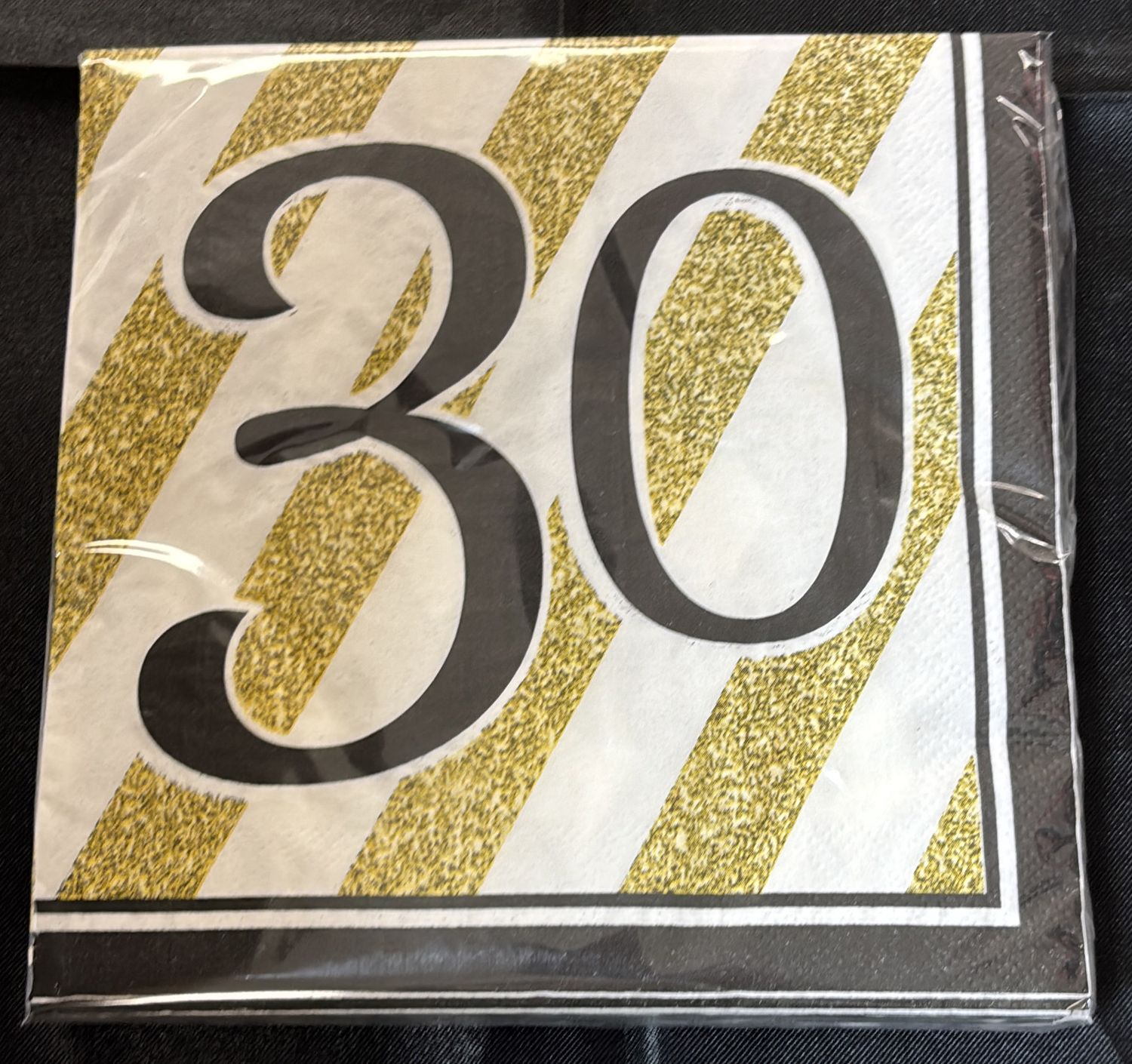 BLACK &amp; GOLD MILESTONE 30 NAPKIN
