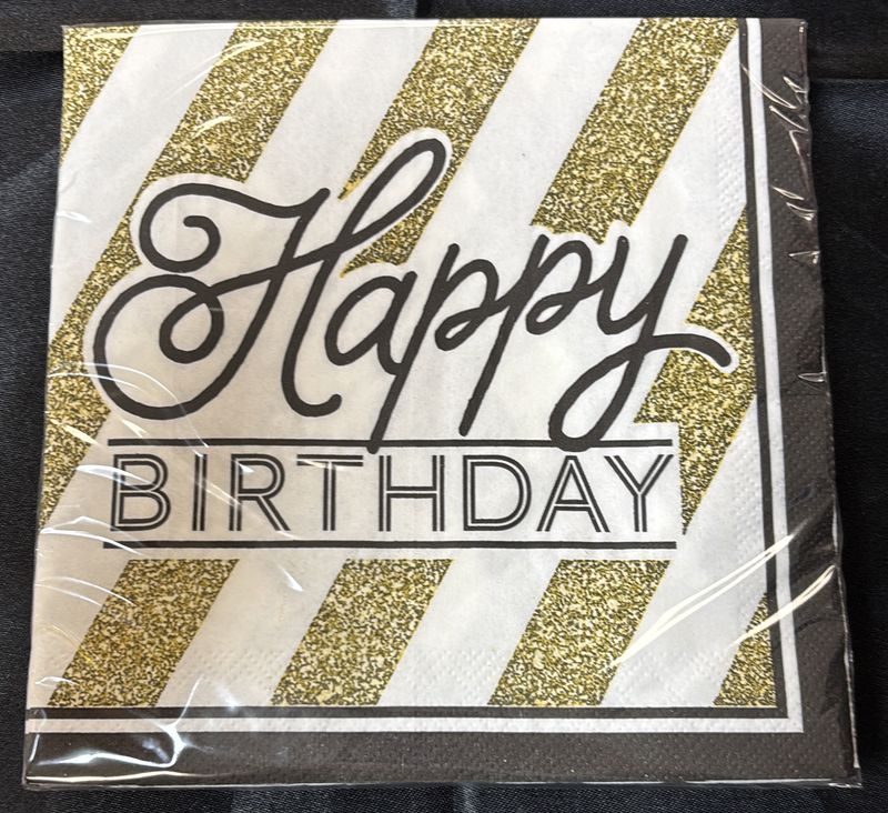 BLACK &amp; GOLD HBD LUNCHEON NAPKIN