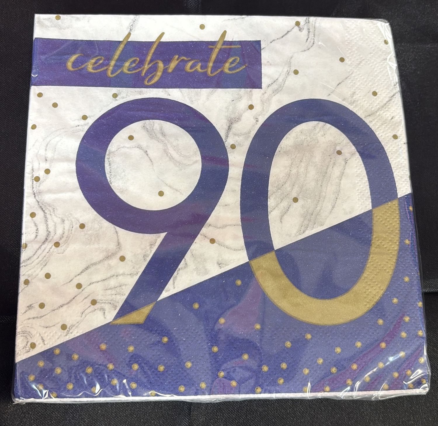 NAVY &amp; GOLD MILESTONE 90 NAPKIN
