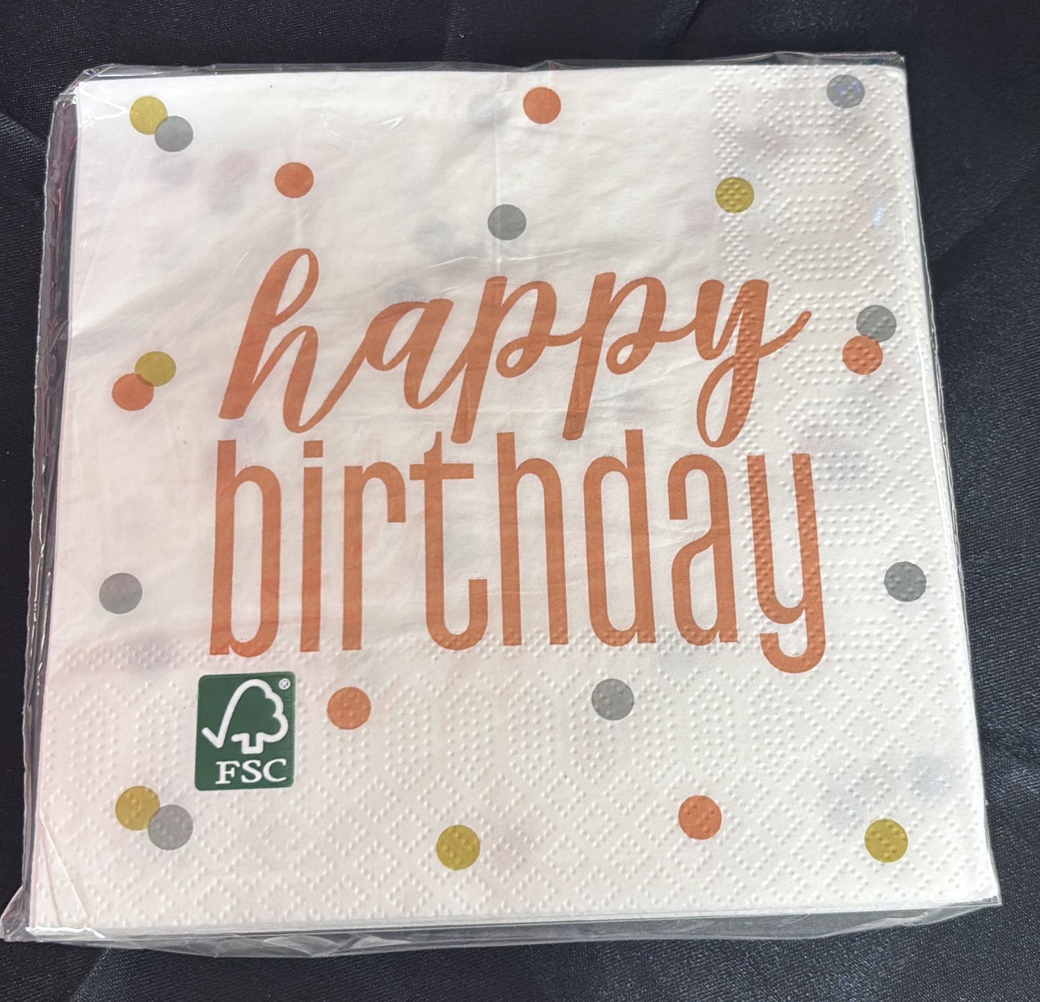 LUNCHEON NAPKIN ROSE GOLD GLITZ HBD