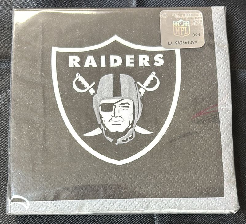 LAS VEGAS RAIDERS NFL BEVERAGE NAPKIN