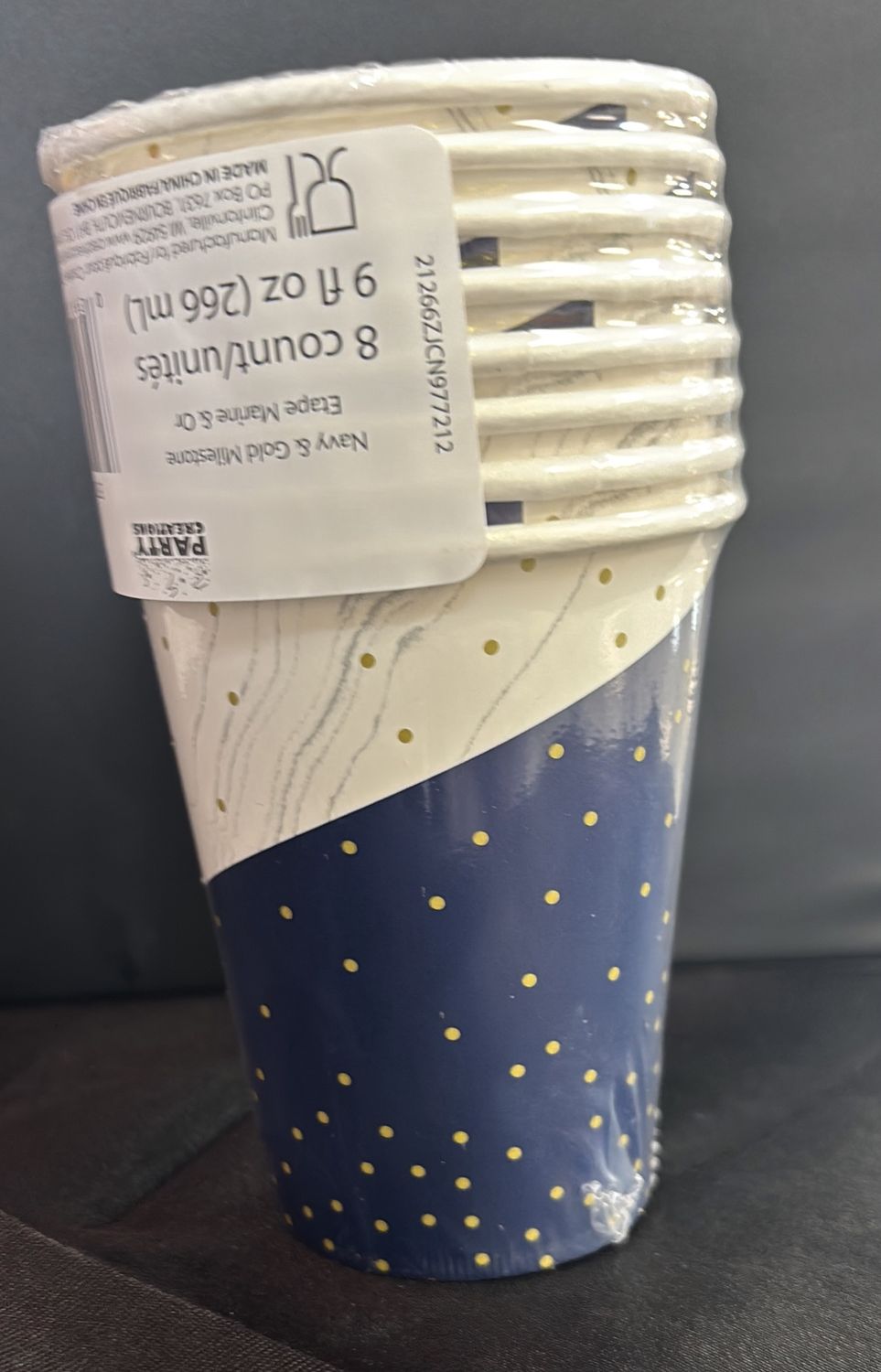 PAPER CUPS NAVY GOLD MILESTONE