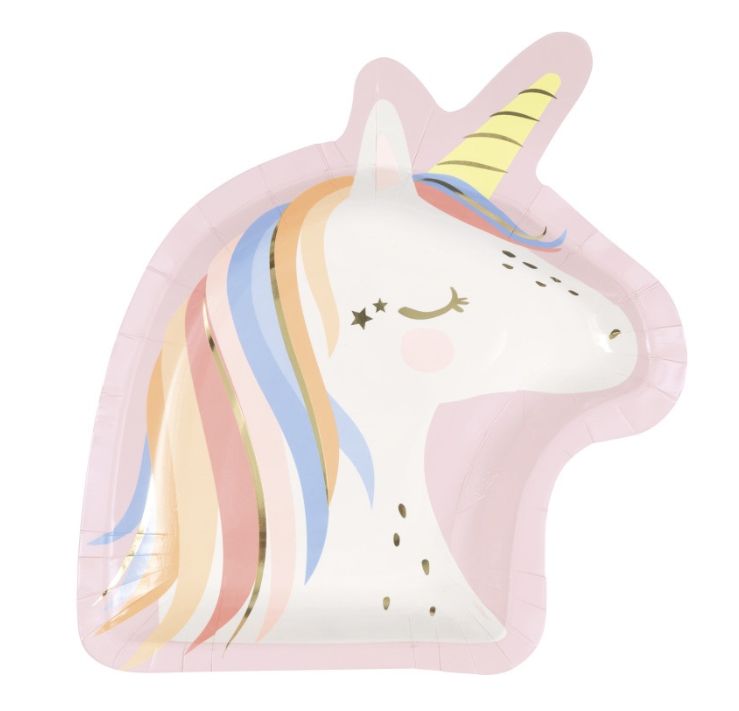 Paper Plate Dainty Unicorn 8Ct