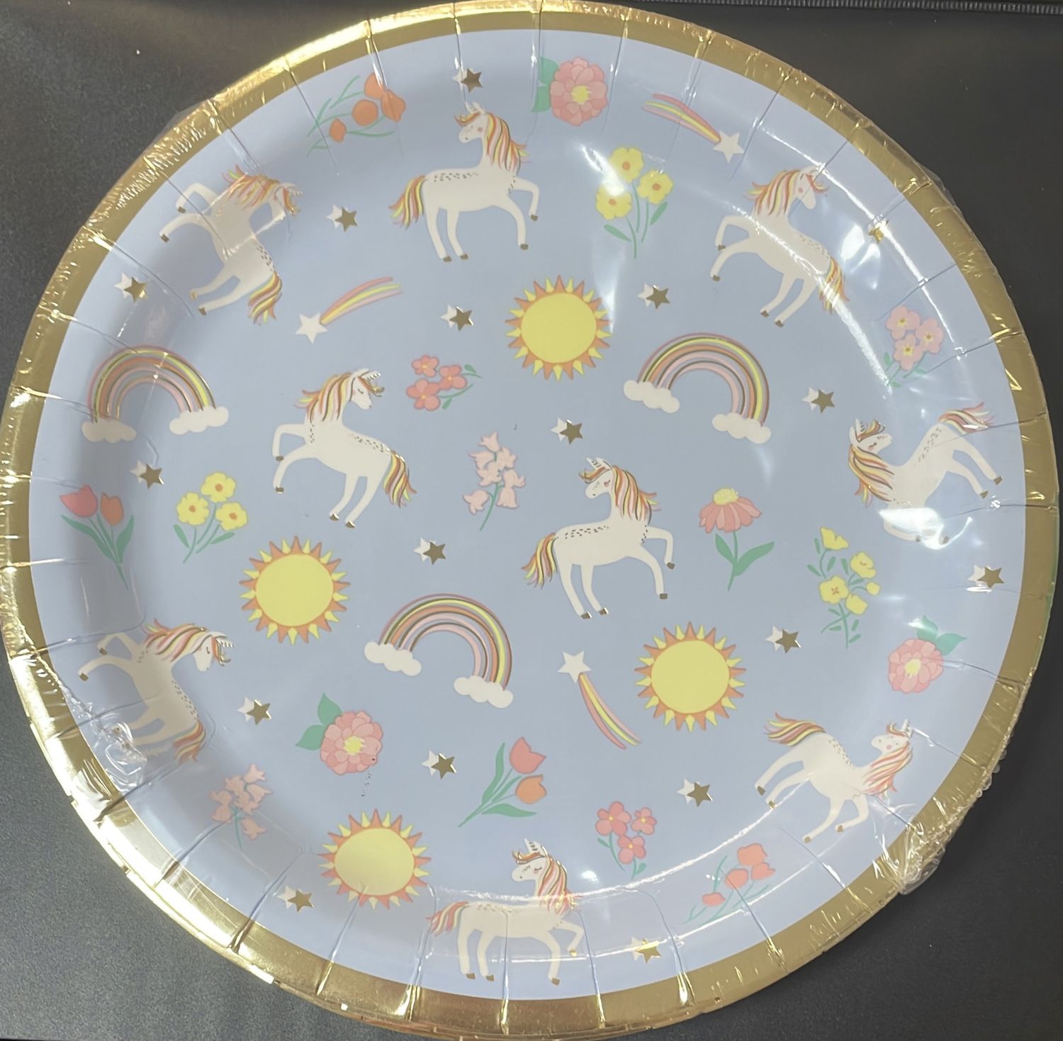 PAPER PLATE LARGE DAINTY UNICORN